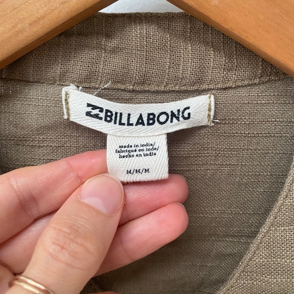 Billabong 100% Cotton Summer Safari Long Sleeves Army Green Romper Size M - Picture 2 of 7